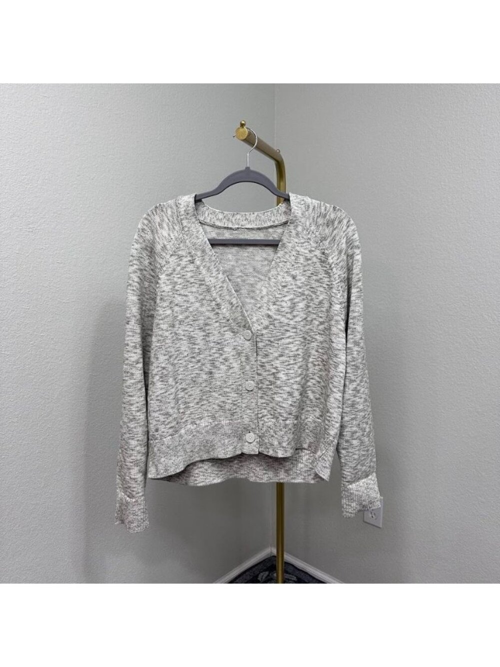 Lululemon Boxy Cotton Blend Knit Button Up Cardigan Sweater Cozy Womens sz Large